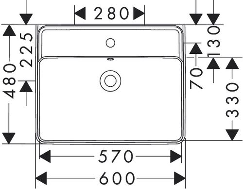 Hansgrohe-Xanuia-Q-Aufsatzwaschtisch-geschliffen-600-480-mit-Hahnloch-und-Ueberlauf-Weiss-60243450 gallery number 1